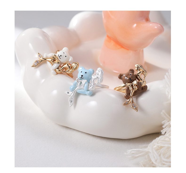 Bear Mermaid Ring – Cute Enamel Hug Ring in 3 Colors
