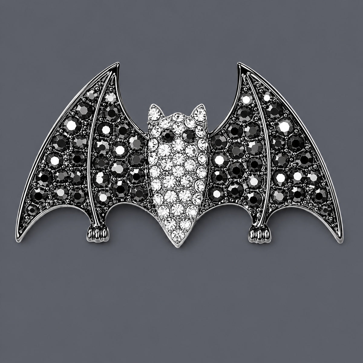 Gothic Rhinestone Bat Hair Clip on a gray background