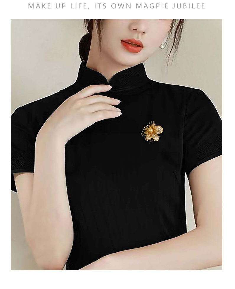 Firework Pearl Brooch Pin – Crystal Chrysanthemum Brooch, Gold Sunburst Pin
