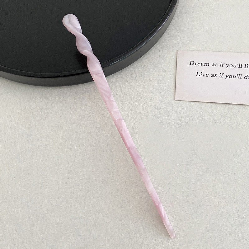 Twisted Acetate Hair Stick in Lavender Pink