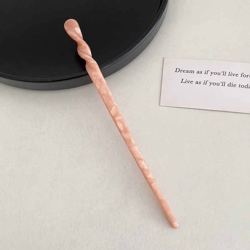 Twisted Acetate Hair Stick in Peach Pink