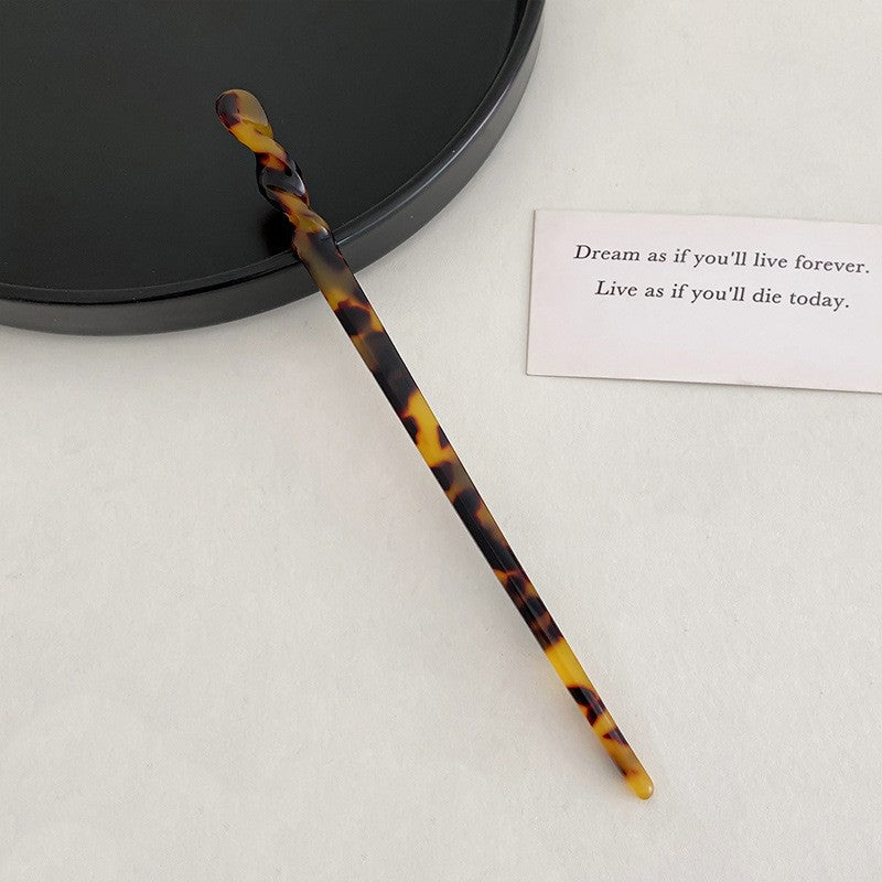 Twisted Acetate Hair Stick in Tortoiseshell Pattern
