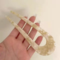 Acetate U-Shaped Hair Fork – 14 cm in Pearlescent Ivory