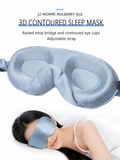 Slate blue 22 momme mulberry silk 3D contoured sleep mask with raised nose bridge