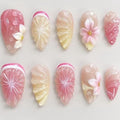 Blush Citrus & Petals press-on nail design, style Z119