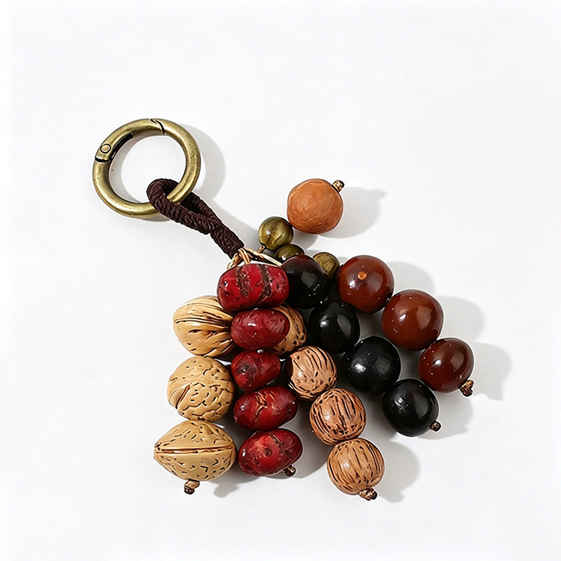Botanical bag charm and keyring, Multicolor Bead Cluster