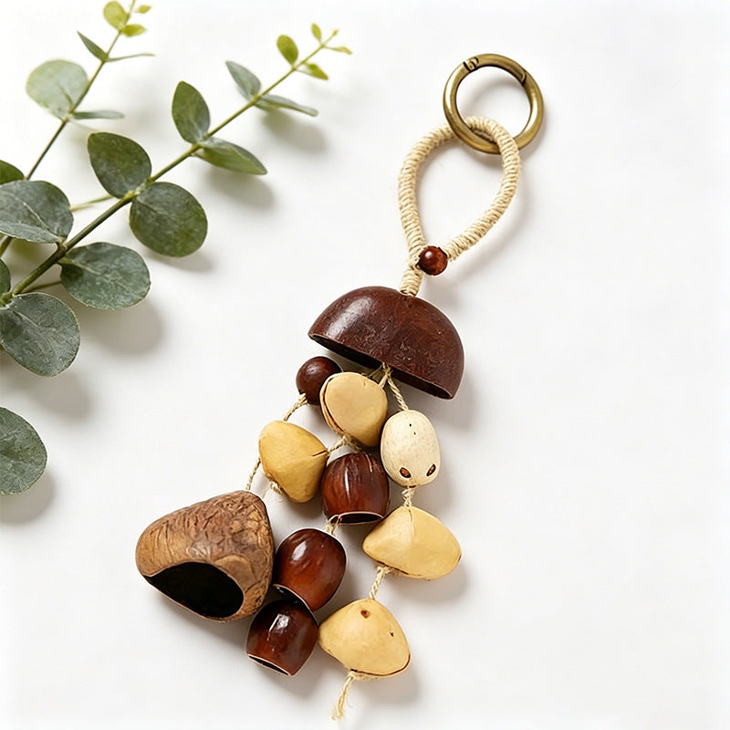 Botanical bag charm and keyring, Cream Cord & Mixed Pods