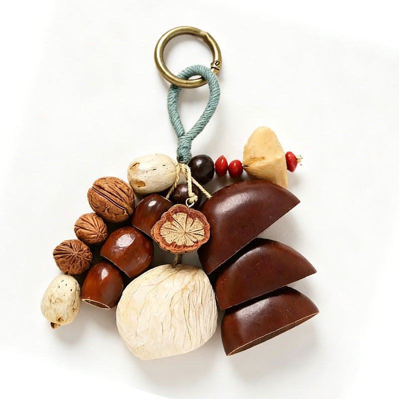 Botanical bag charm and keyring, Sage Cord & Shell Cluster