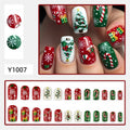 Christmas Trees & Candy Canes Christmas press-on nail design, style Y1007, 24-piece set