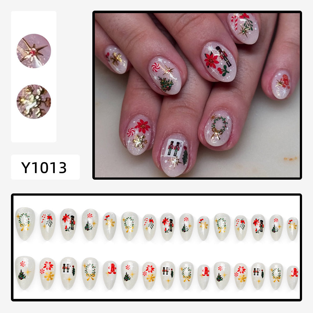 Blush Holiday Motifs Christmas press-on nail design, style Y1013, 30-piece set