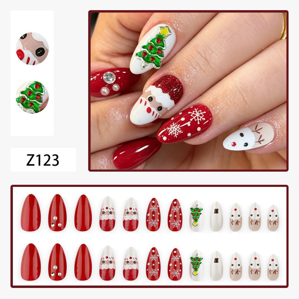 Classic Christmas Icons Christmas press-on nail design, style Z123, 24-piece set