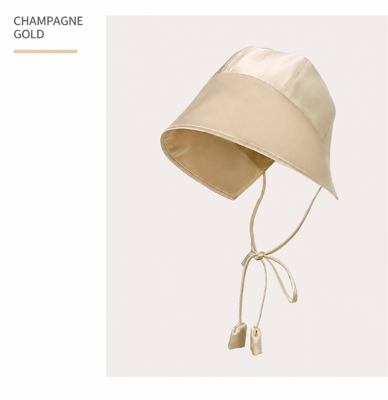 Champagne gold long-tie silk wide-brim hat