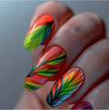 Tropical Feather Design press-on nail design, style Y356