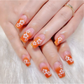 Orange Daisy press-on nail design, style Y361