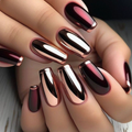 Rose Chrome-Look press-on nail design, style Y389