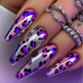 Violet Leopard press-on nail design, style Y396
