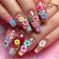 Pastel Flower Garden press-on nail design, style Y523