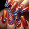 Sunset Jewel-Look press-on nail design, style Y548