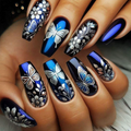 Midnight Butterfly press-on nail design, style Y583