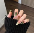 Olive & Amber Mix press-on nail design, style Y600