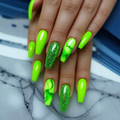 Lime Green Mix press-on nail design, style Y651