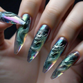 Dragon Chrome-Look press-on nail design, style Y771
