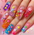 Candy Flower Mix press-on nail design, style Y799