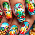 Tropical Drinks press-on nail design, style Y814