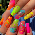 Neon Confetti press-on nail design, style Z056