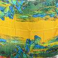 Golden Mountain Landscape printed mulberry silk square scarf, 105 by 105 cm