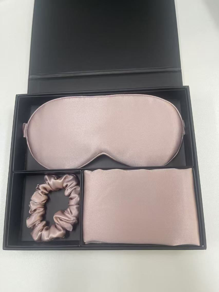 Lotus Pink 19 momme mulberry silk gift set in presentation box