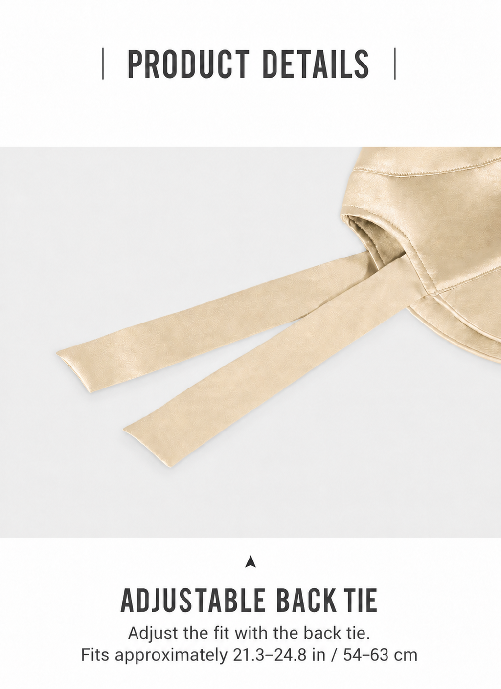 Adjustable back tie on champagne silk sun hat
