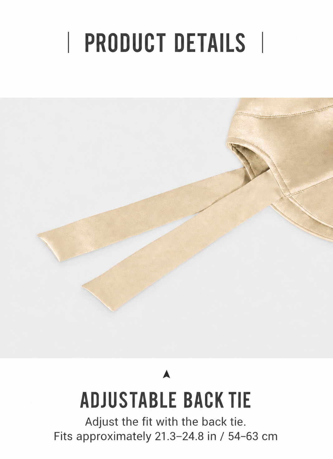 Adjustable back tie on champagne silk sun hat