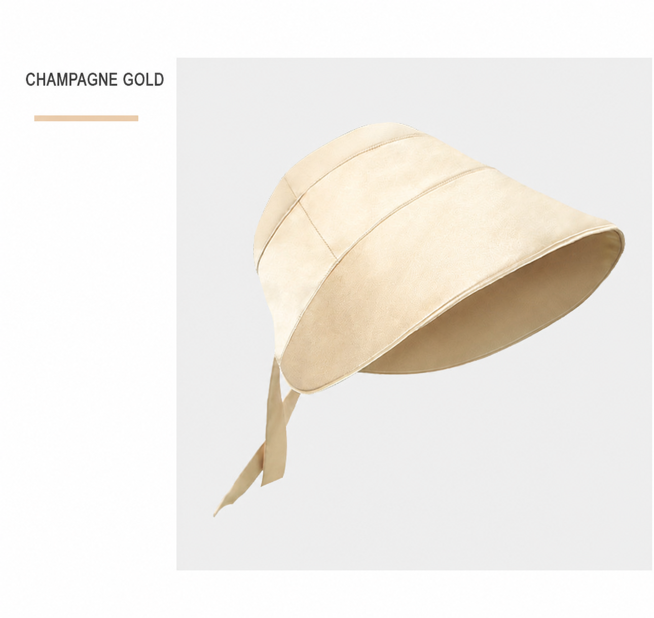 Champagne gold mulberry silk wide-brim sun hat