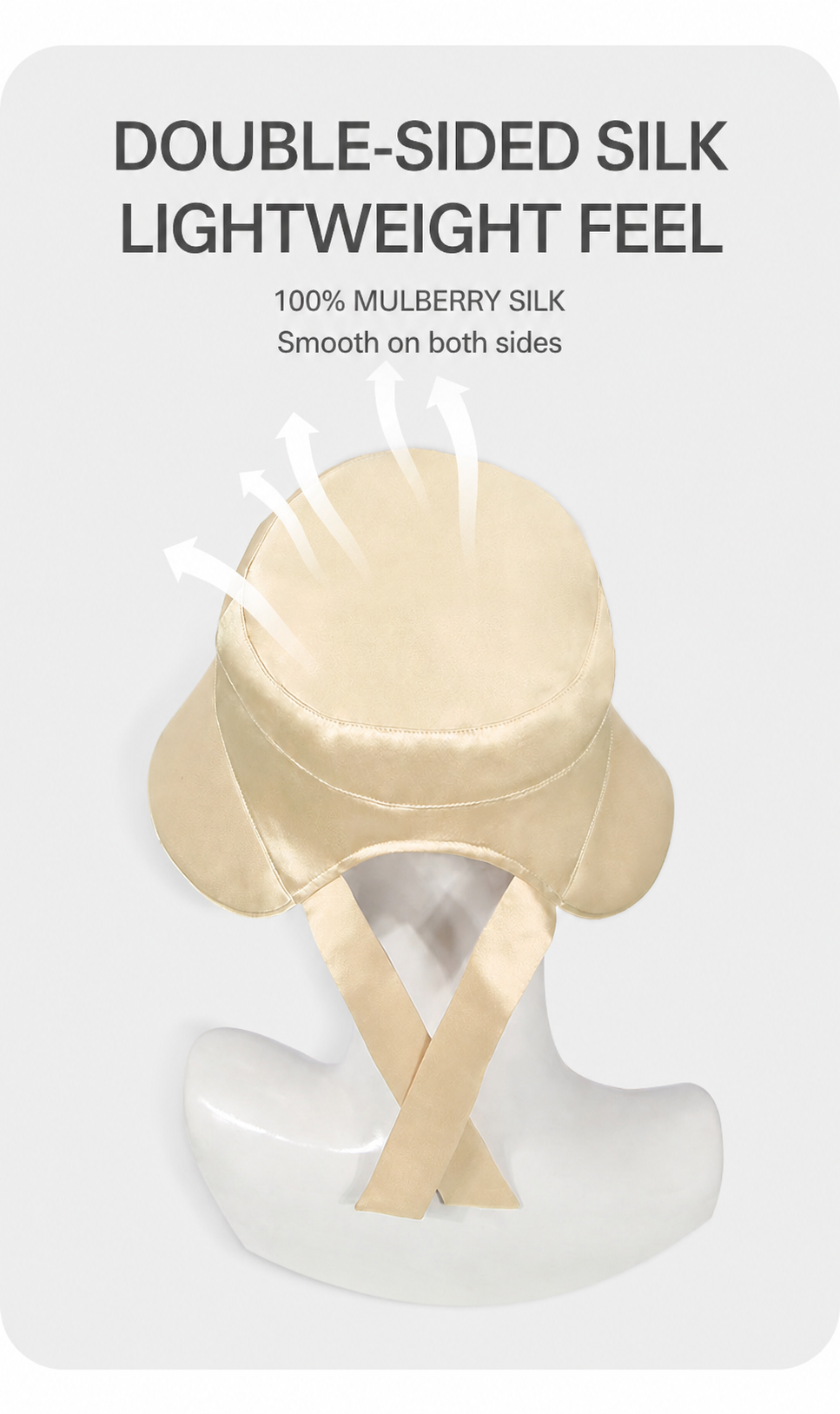 Rear view of double-sided mulberry silk sun hat