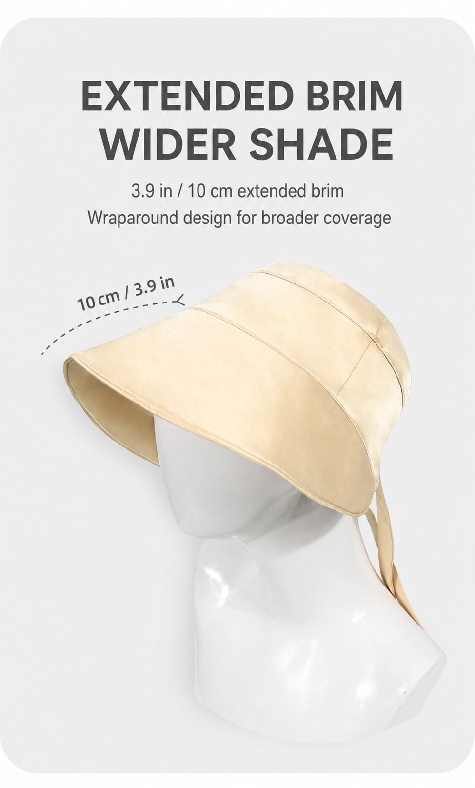 Champagne silk wide-brim hat with 3.9 inch extended brim