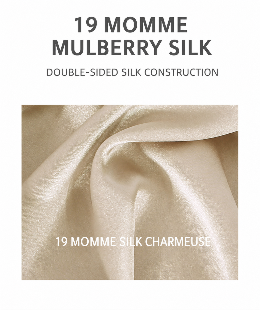 Close-up of 19 momme mulberry silk charmeuse