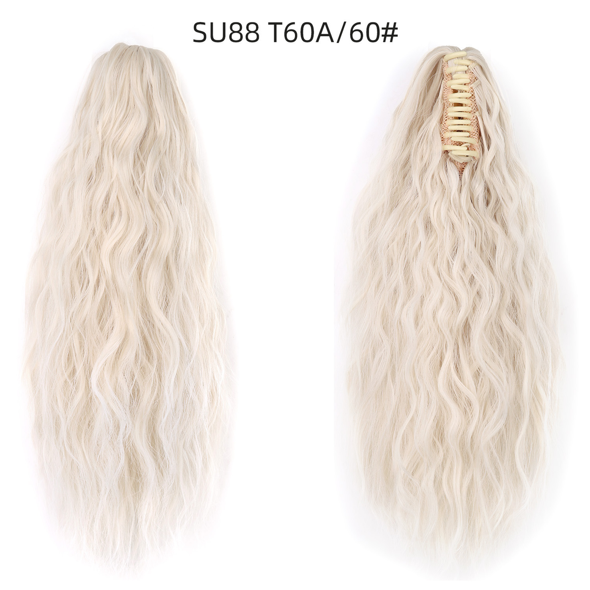 T60A60 platinum blonde ponytail, front and back
