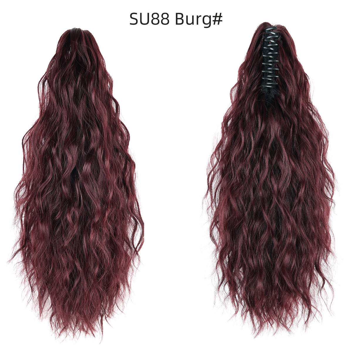 BURG burgundy ponytail, front and back