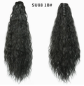 Natural Black (1B) synthetic claw-clip ponytail extension, front and back views