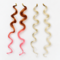 Two pairs of wavy synthetic hair charms, brown-to-pink ombre and light blonde, with gold-tone lobster clasps.