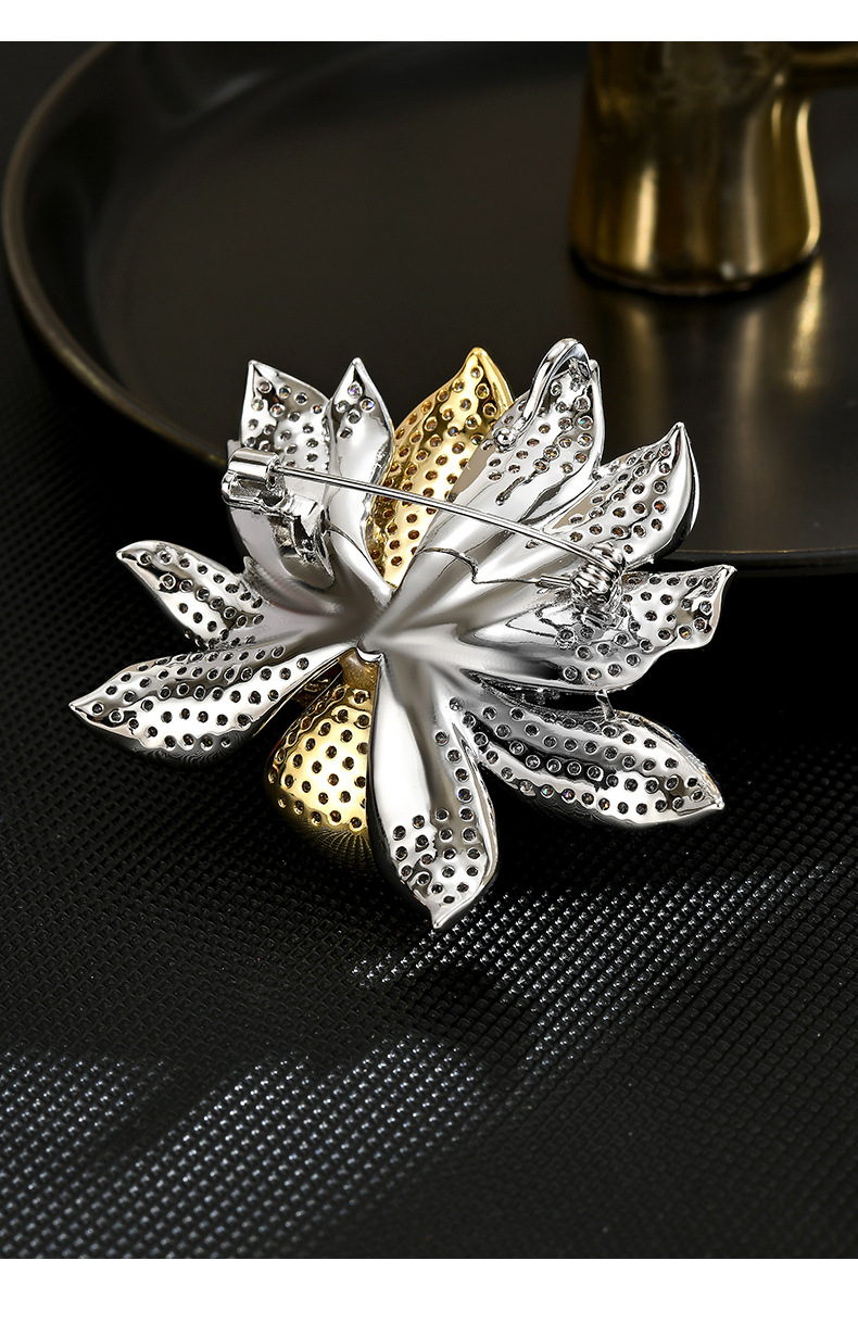 Back of the lotus brooch showing the pin and clasp