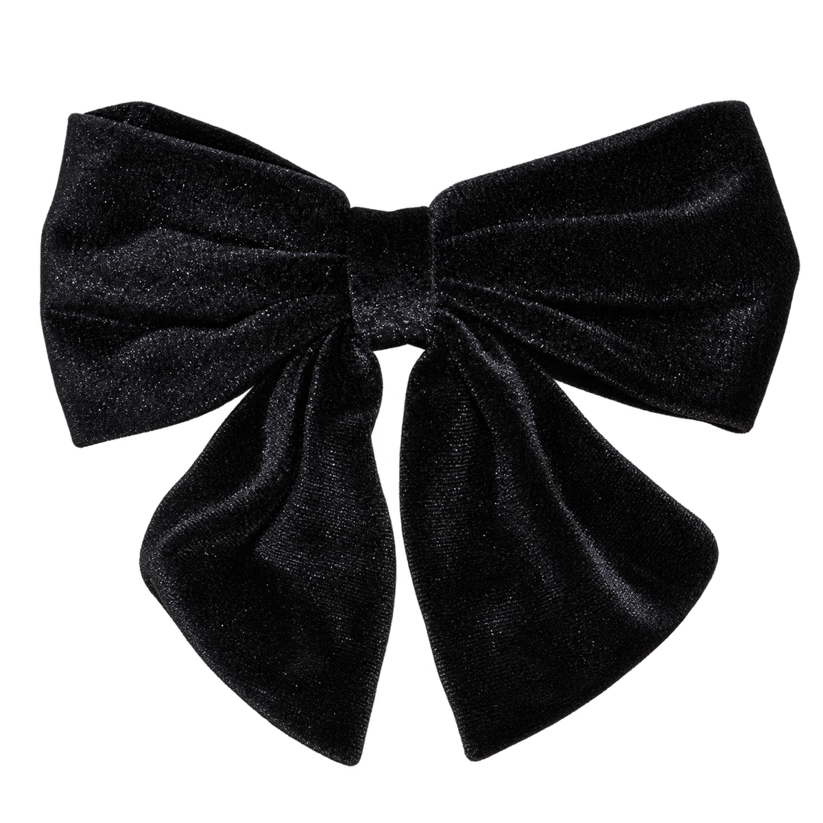 Black velvet bow hair barrette with draped tails