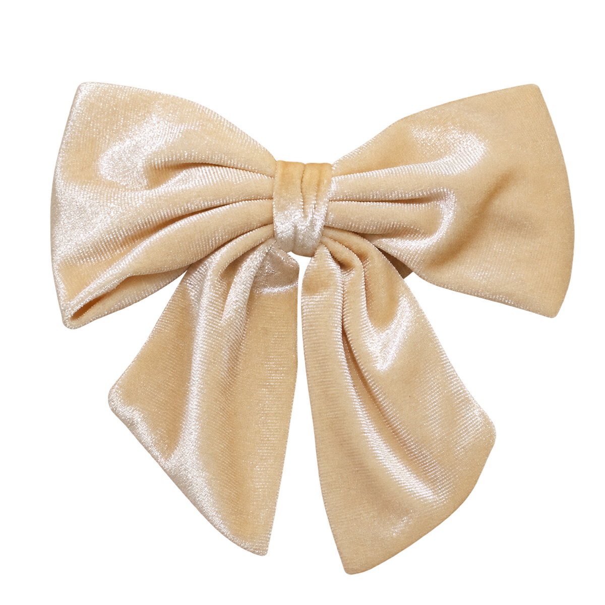 Buttercream velvet bow hair barrette with draped tails