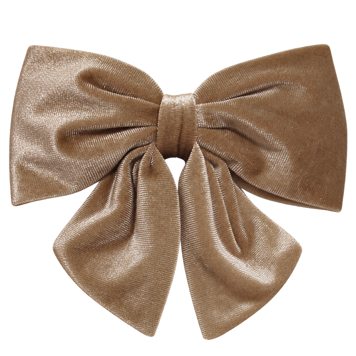 Light Brown velvet bow hair barrette with draped tails