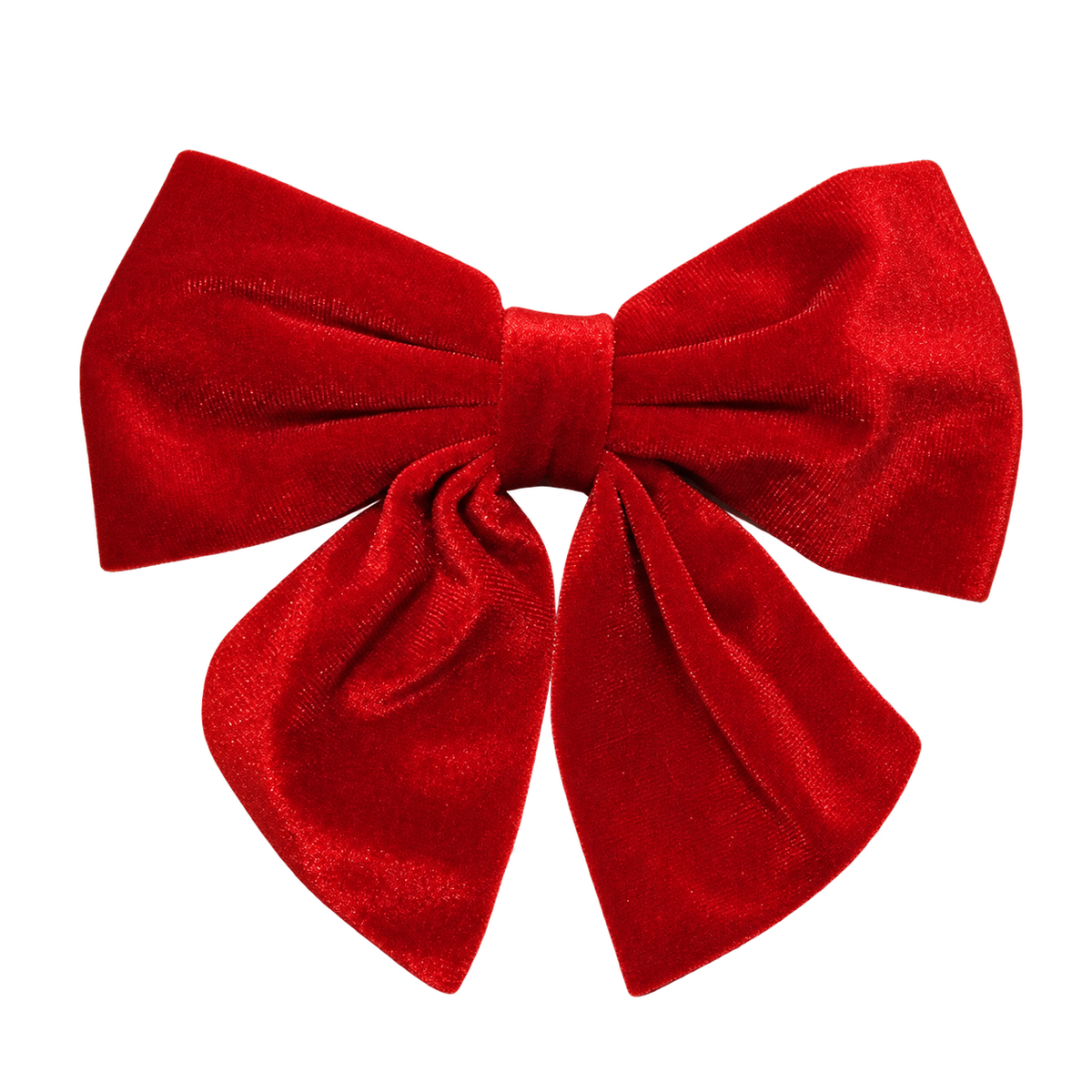 Red velvet bow hair barrette with draped tails