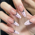 Lace Bow Press-On Nails – Y786, 3 Sizes