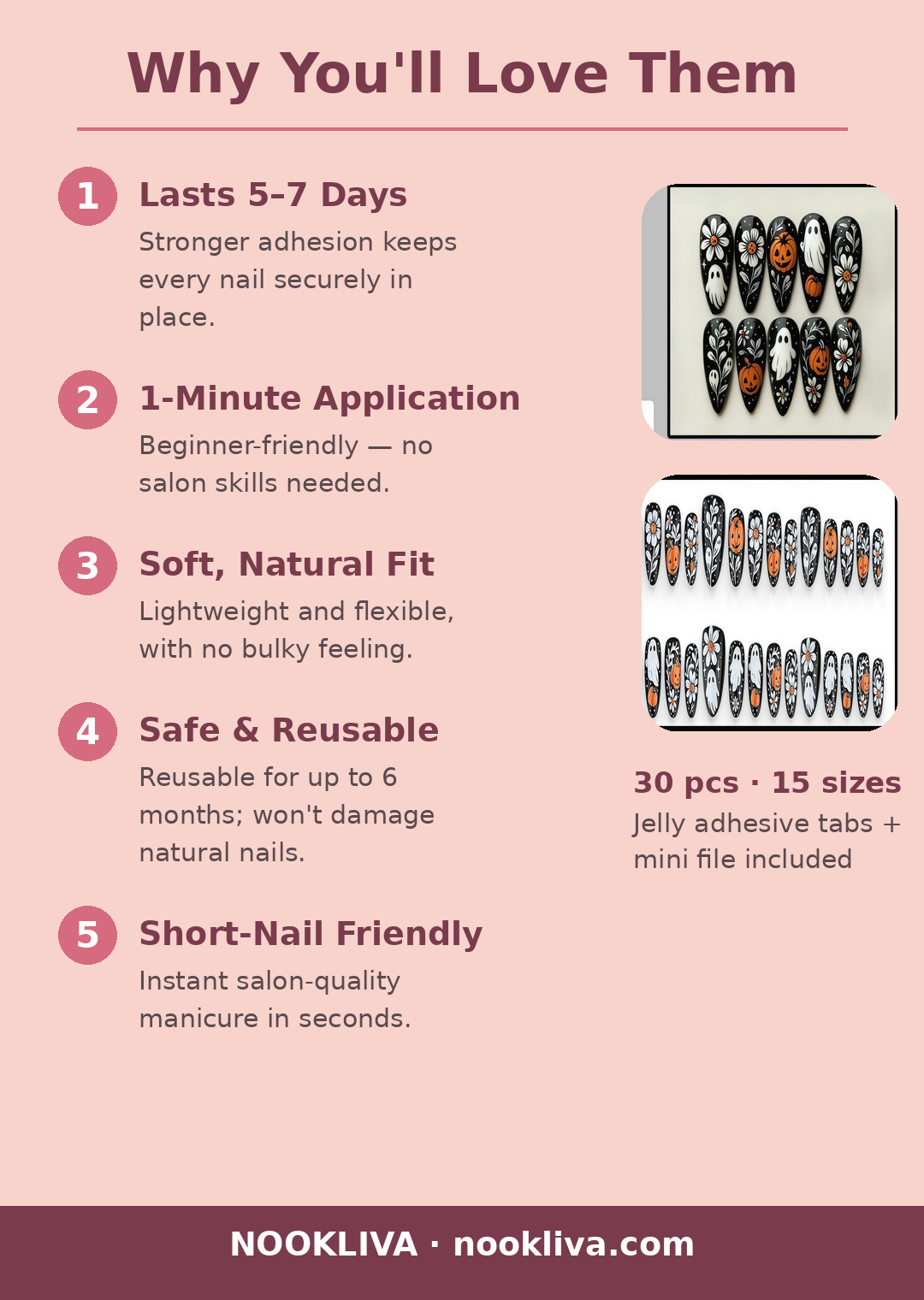 Why you'll love NOOKLIVA press-on nails