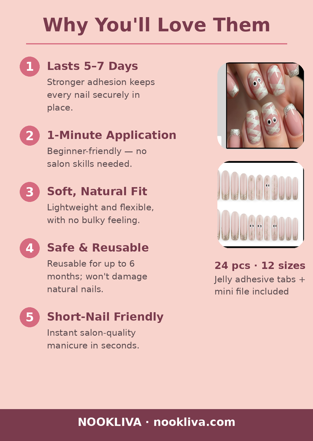 Why you'll love NOOKLIVA press-on nails