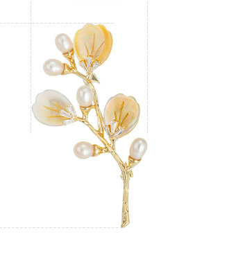 Mother of Pearl Branch Brooch Pin – Pearl Flower Branch Pin in 5 Colors